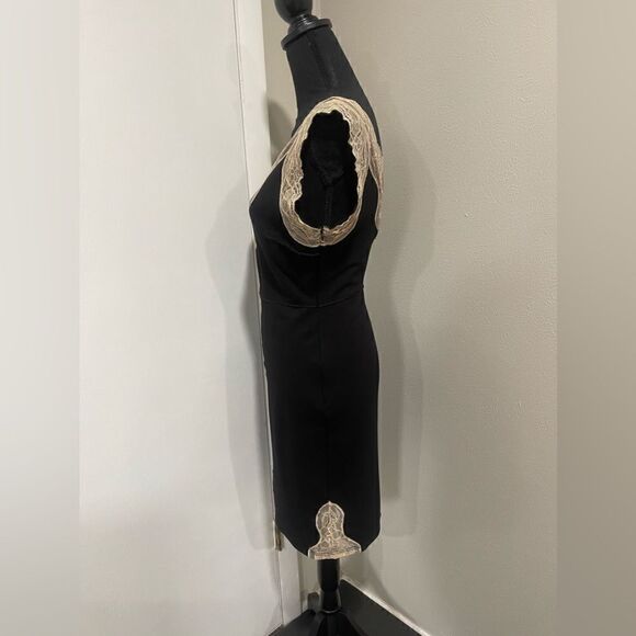 Alberto Makali Black Dress with Beige Lace Trim Size M - Picture 6 of 10